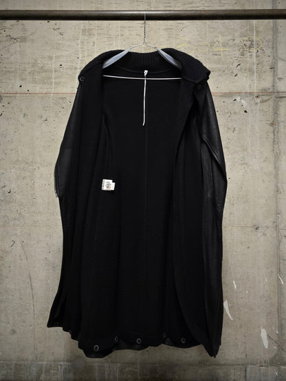MASNADA Detachable Blistered Lamb Leather Asymmetric Zip Vest Wool Long-sleeves