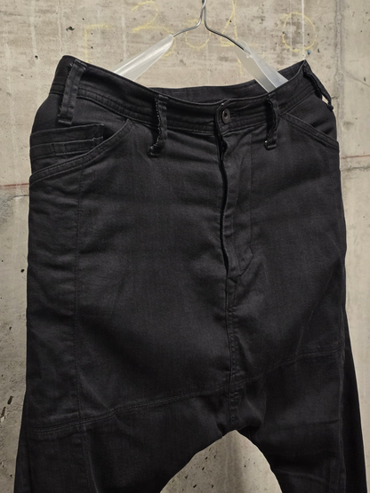 Julius_7 SS18 "APCLPS;” Drop-crotch J-Cut Coated Skinny Denim