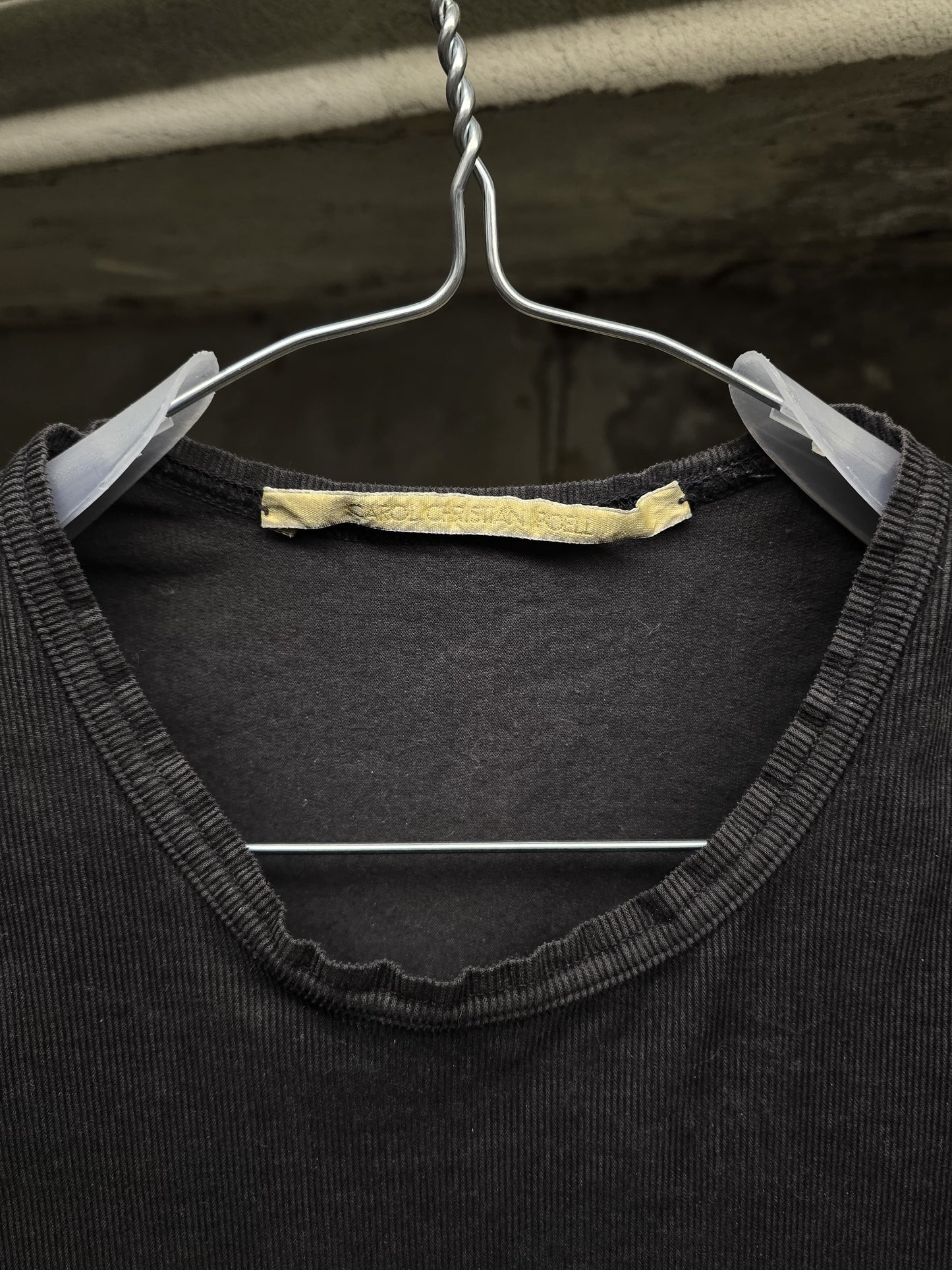 Carol Christian Poell AW00-01 "NEEDLE" Grey Corduroy Tank Top detail | DRIEW GARMENTS