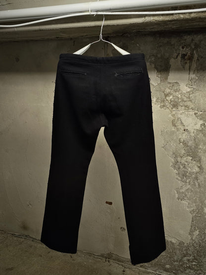 Isamu Katayama "BACKLASH" Blistered Sheepskin Trim Wool Bootcut Pants detail | DRIEW GARMENTS