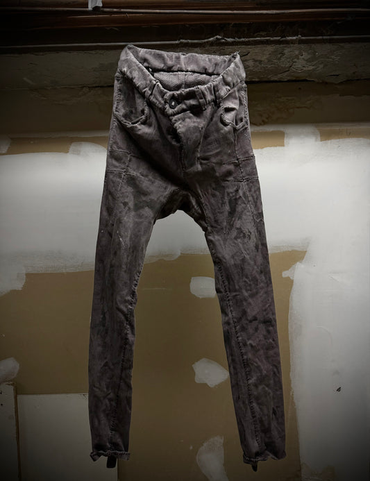 Boris Bidjan Saberi AW24 ‘P13.HS TF F1939’ Dirty Light Carbon Hand Stitch Vinyl Coated Denim