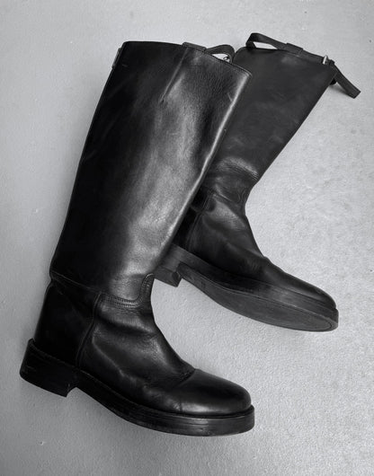 Ann Demeulemeester AW04 Knee-high ‘Tucson Nero’ Horse Riding Leather Boots