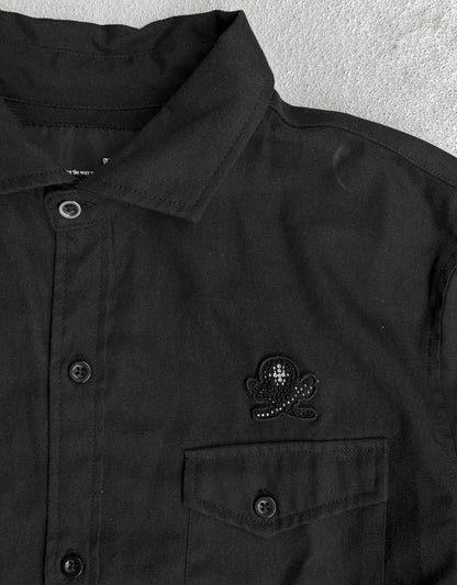 ABORDAGE Early 00s Crystal Skull Embellished Short-sleeve Shirts