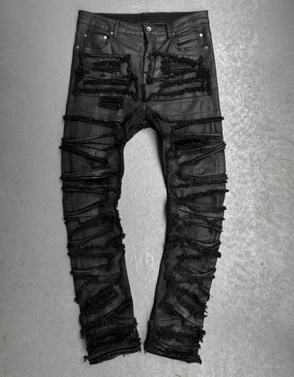 Rick Owens DRKSHDW AW21 "GETHSEMANE" Distressed Waxed ‘Detroit Cut’ Denim