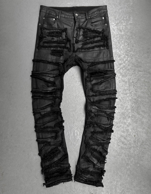 Rick Owens DRKSHDW AW21 "GETHSEMANE" Distressed Waxed ‘Detroit Cut’ Denim