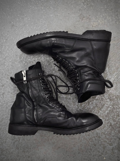 Rick Owens SS15 "FAUN" Goodyear Flex Calf Leather Side Zip Combat Boots