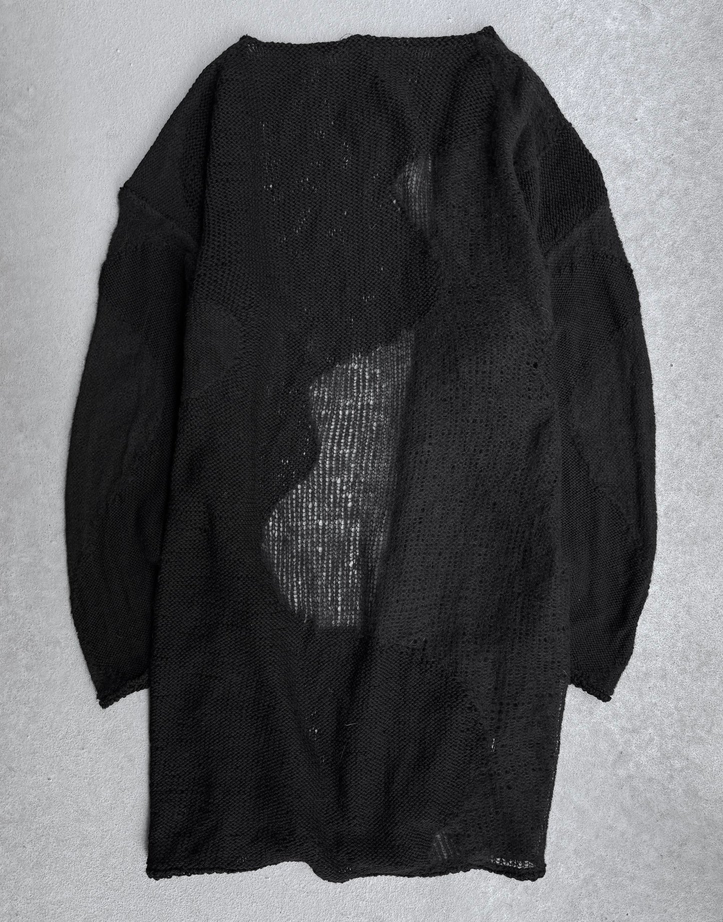 Barbara I Gongini Distressed Veil Wool Open Knitted Cardigan