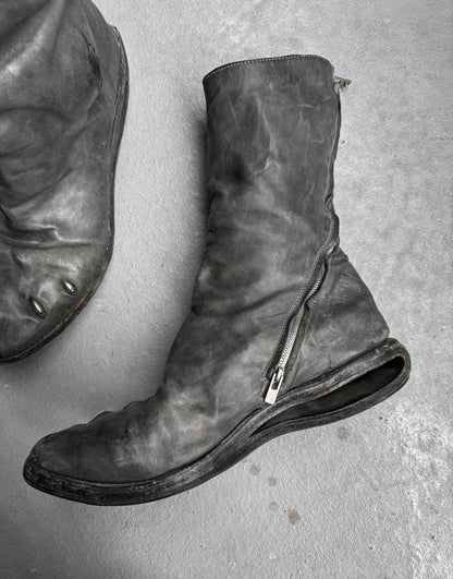 Carol Christian Poell ‘AM/2693P-IN ROOMS-PTC’ Object-dyed Kangaroo Leather Titanium Prosthetic U-Sole Tornado Zip Boots