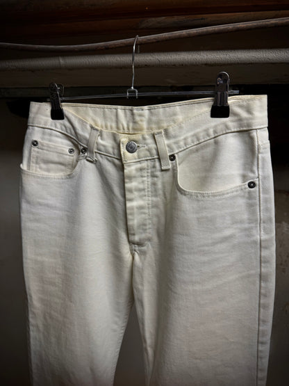 Helmut Lang Early 00s 'Classic Cut' Vintage White Flare Denim