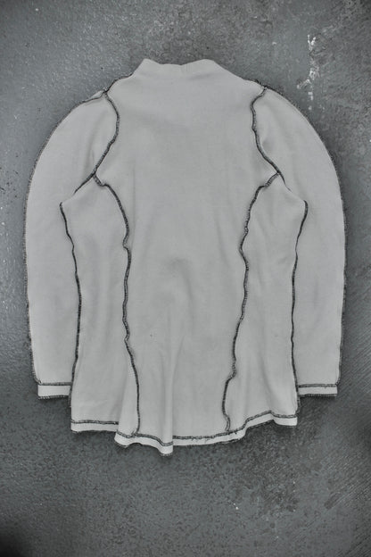 Christopher Nemeth Late 90s Exposed Overlock Stitch Ruched Rugby Cotton Long-sleeves detail | DRIEW GARMENTS