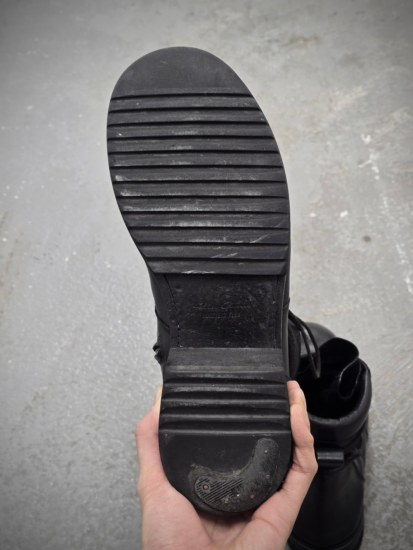 Rick Owens SS15 "FAUN" Goodyear Flex Calf Leather Side Zip Combat Boots