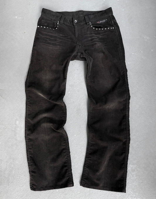 NICOLE CLUB FOR MEN Early 00s Coduroy Studded Bootcut Pants