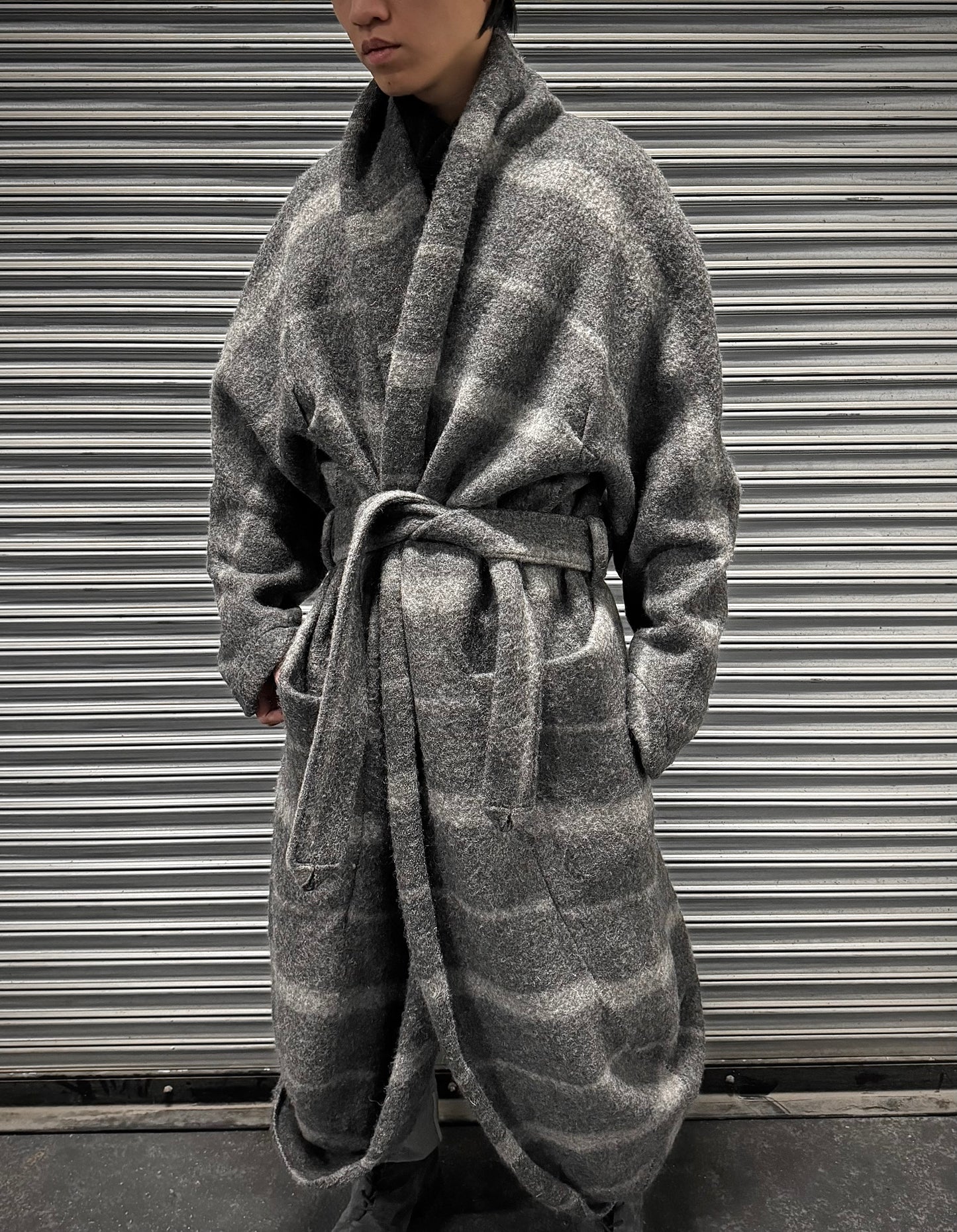 DAMIR DOMA AW10 Stripe Wool Robe Infinity Heavy Coat