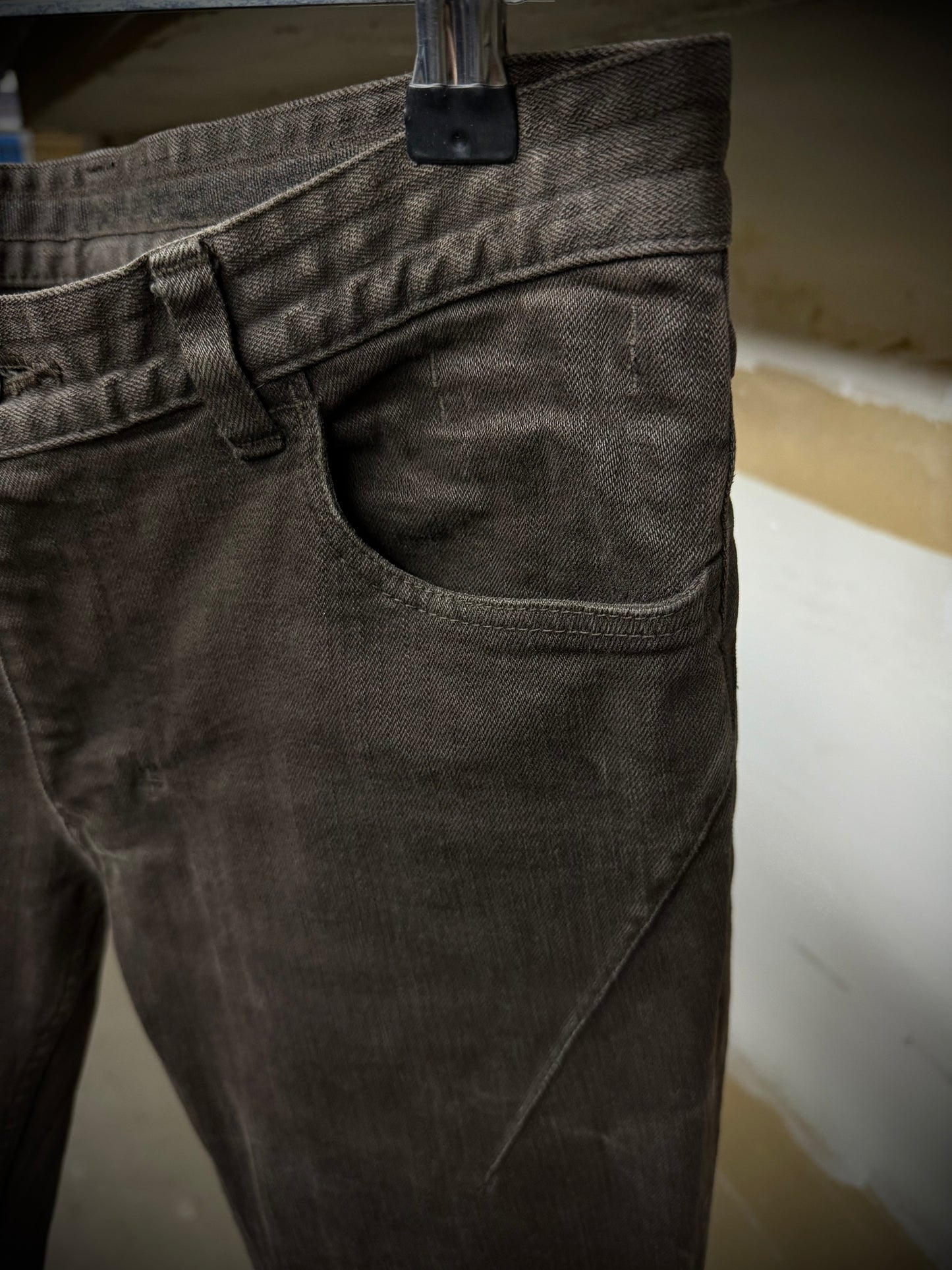 Number (N)ine SS07 "About a Boy" Brown Frayed Hem Skinny Denim