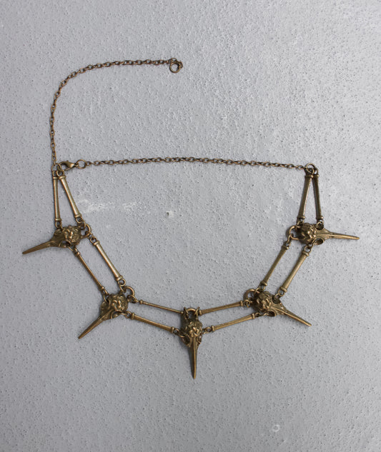 90s Japanese Antique ‘Steampunk’ Spike Brass Choker/ Necklace