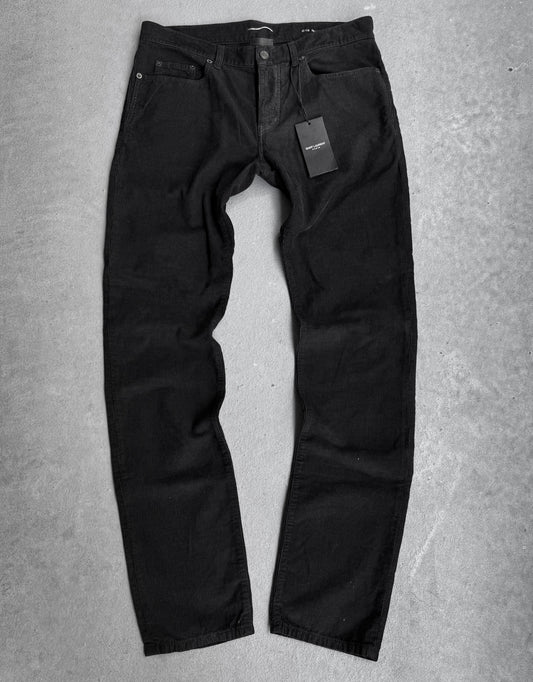Saint Laurent Paris SS22 Black Corduroy “D18” Slim Bootcut Pants