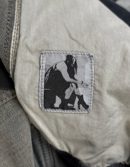 Rick Owens DRKSHDW SS23 "EDFU" MINERAL PEARL DEGRADE Cropped Denim Jacket