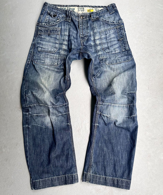 River Island Early 00s Articulated Utility-Pockets Denim