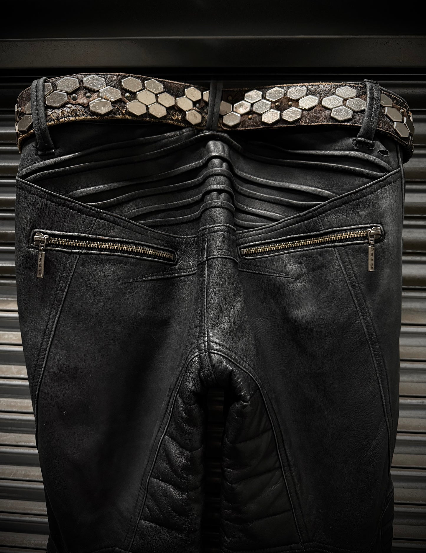 Yasuyuki Ishii Early 00s Padded Biker Sheepskin Leather Pants