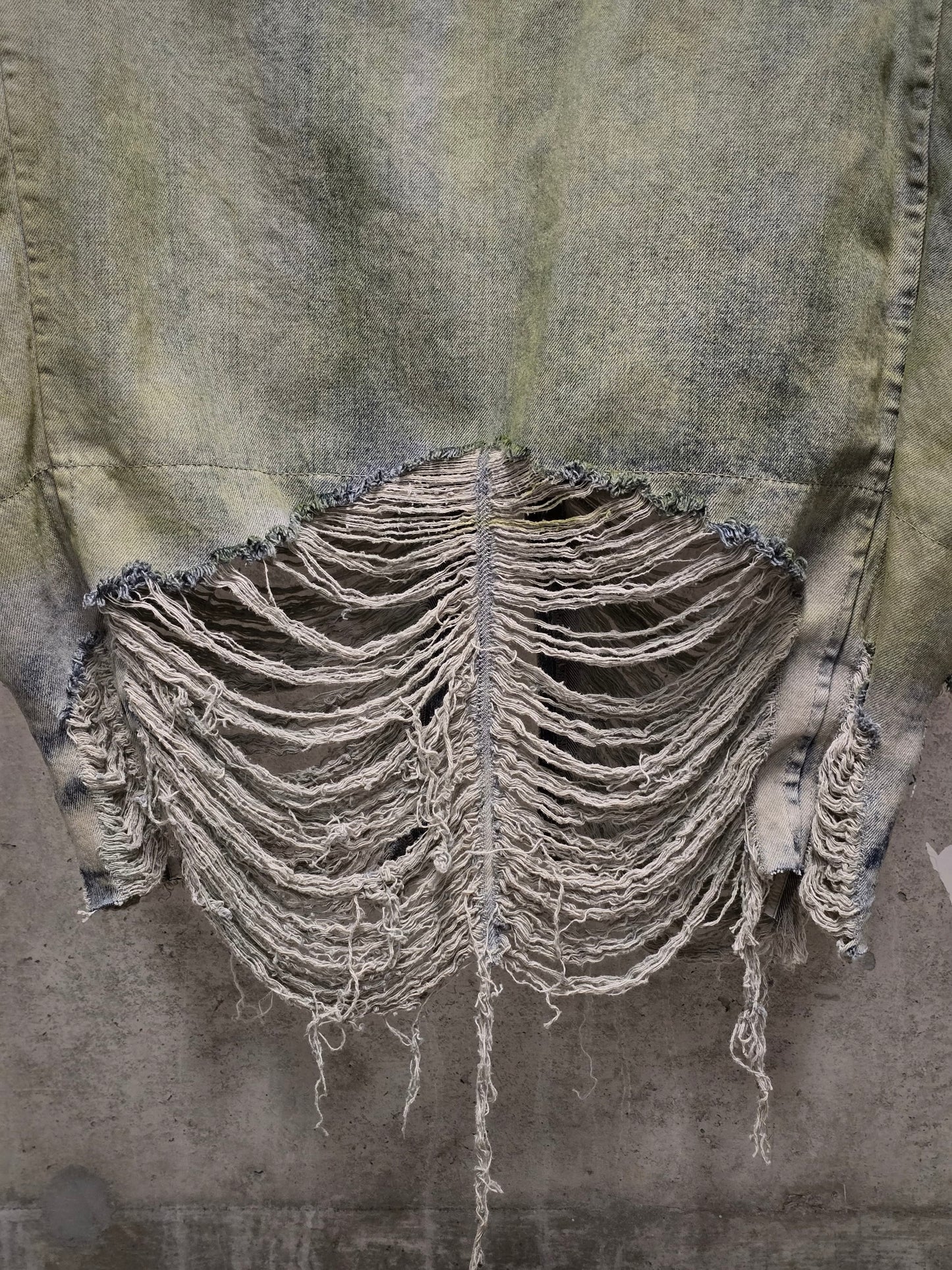 Rick Owens AW23 "LUXOR" PEARL ACID DEGRADE Jumbo Peter Flight Padded Denim Jacket