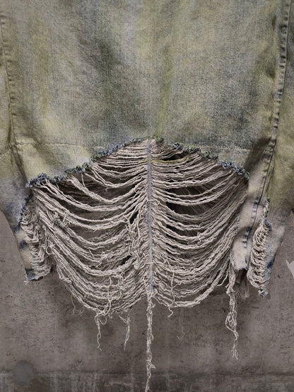 Rick Owens AW23 "LUXOR" PEARL ACID DEGRADE Jumbo Peter Flight Padded Denim Jacket