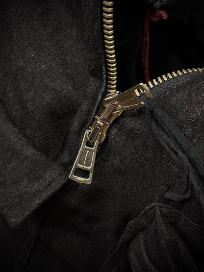 Ann Demeulemeester 2010s Skull Charm Wool Ramie Backpack