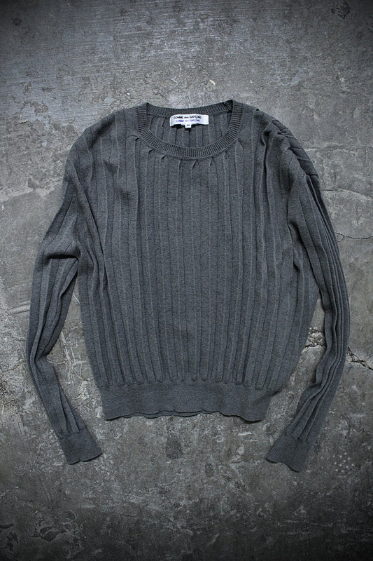 COMME des GARÇONS Grey Pleated Knit Sweater