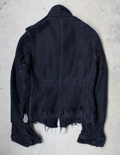 Mihara Yasuhiro AW05 Distressed Layered Mesh Military Jacket (Navy) full item back shot jacket