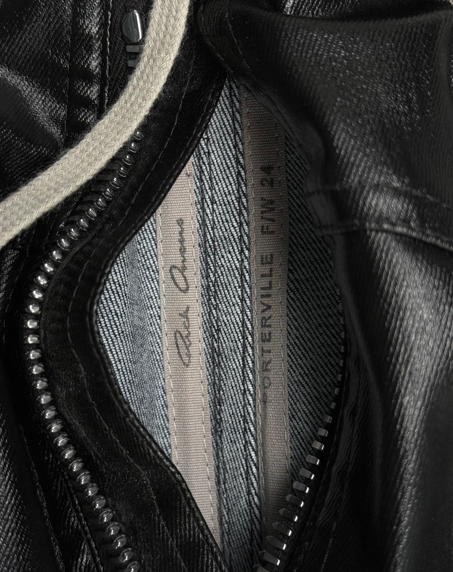Rick Owens AW24 "PORTERVILLE" Coated Bauhaus Denim Cargo Zip Pants