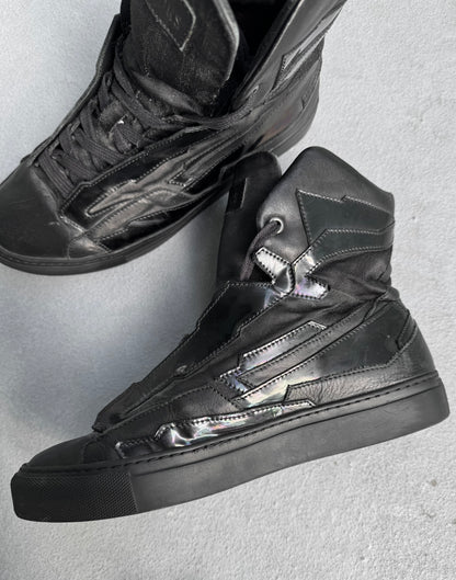 RAF SIMONS SS13 Black Holographic Hi-top Sneakers