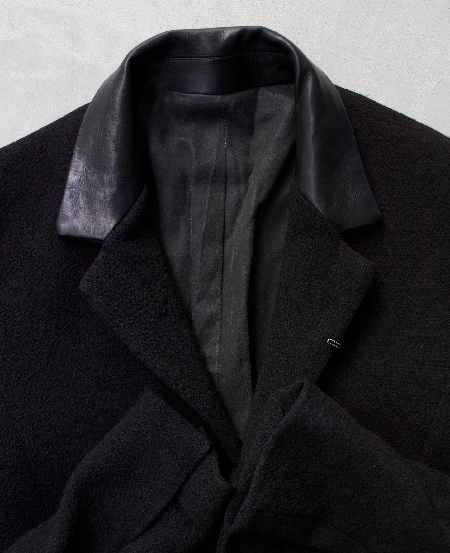 Isamu Katayama “BACKLASH” AW15 Calf Tanin Leather Trim Wool Coat