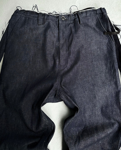 Y’s by Yohji Yamamoto SS05 Frayed Tape Line Bootcut Indigo Denim