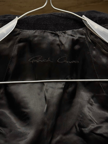 Rick Owens AW16 "MASTODON" Cotton Linen Single Button Velvet Blazer detail | DRIEW GARMENTS