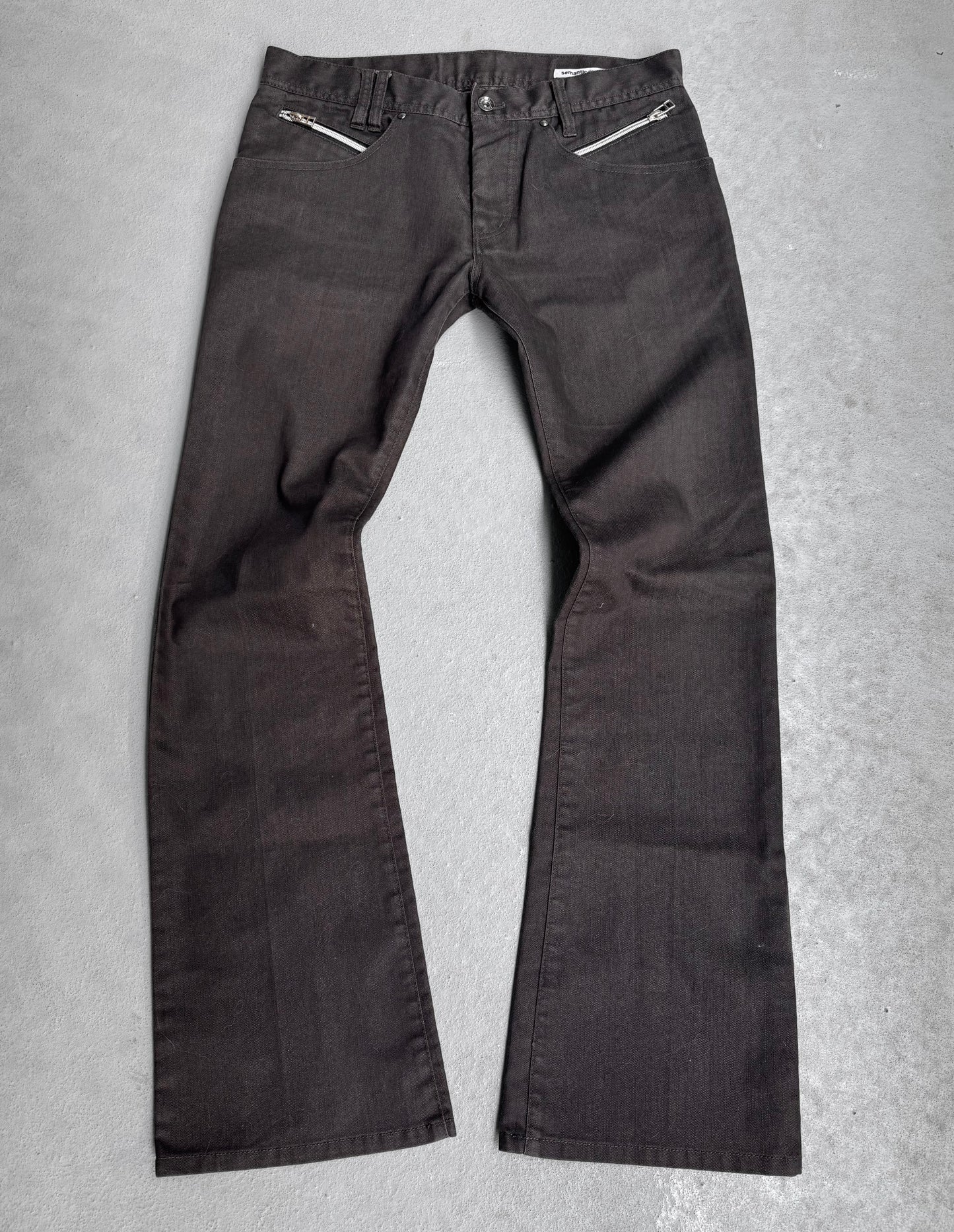 SemanticDesign Early 00s Brown Multi-zip Flare Denim