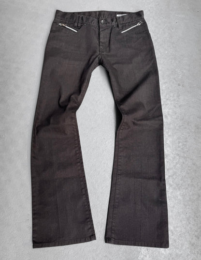 SemanticDesign Early 00s Brown Multi-zip Flare Denim
