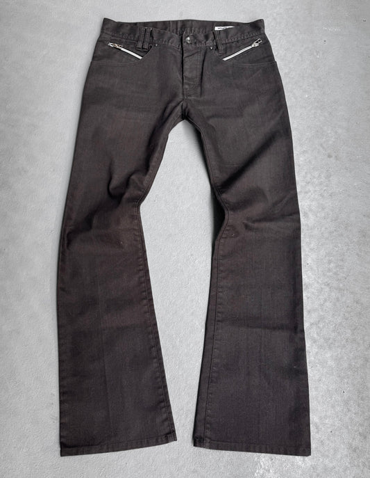 SemanticDesign Early 00s Brown Multi-zip Flare Denim
