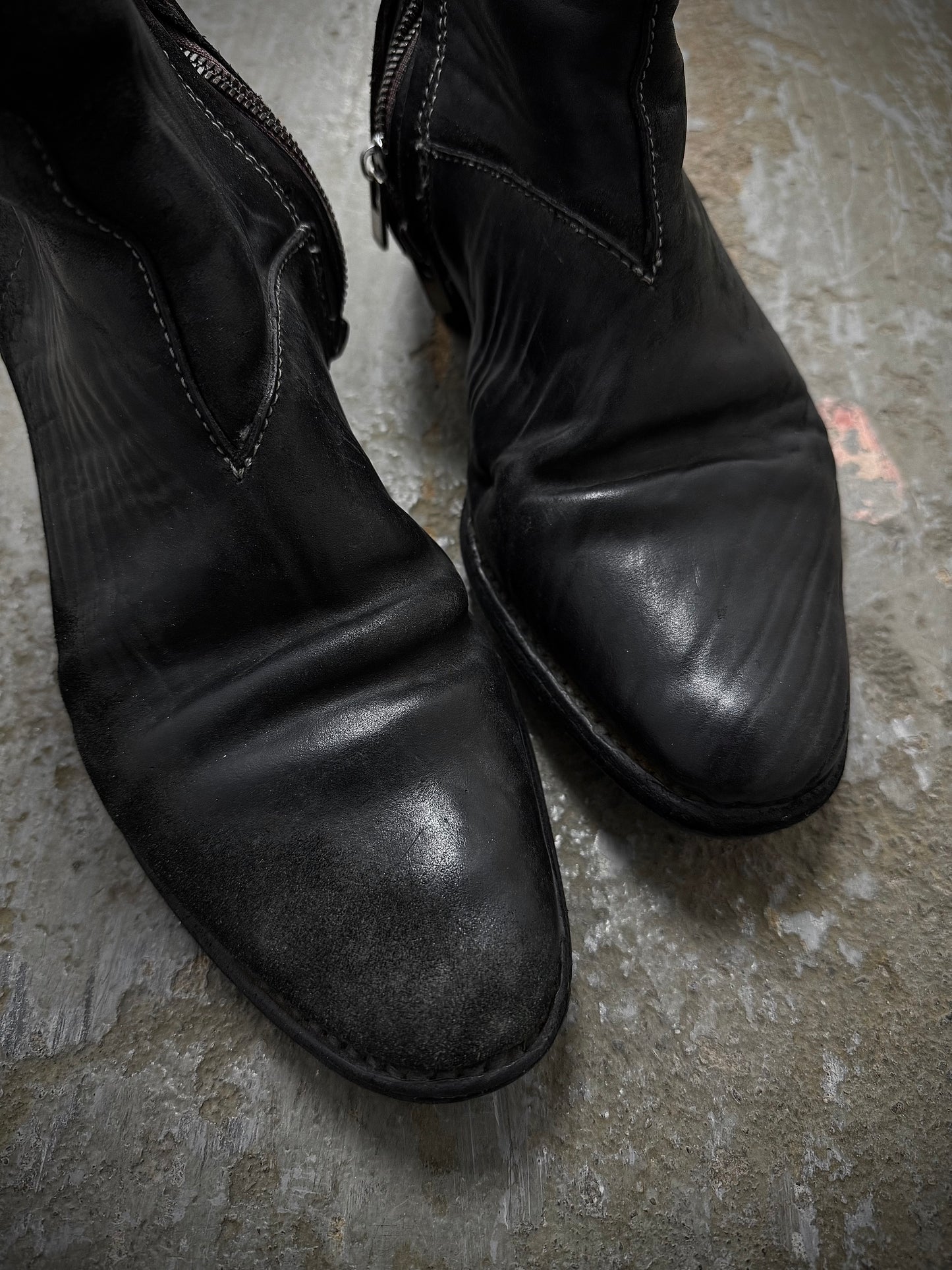 Carol Christian Poell 'AM/2601 CUBS-PTC/10' Object-dyed Horse Culatta Leather Tornado Boots detail | DRIEW GARMENTS