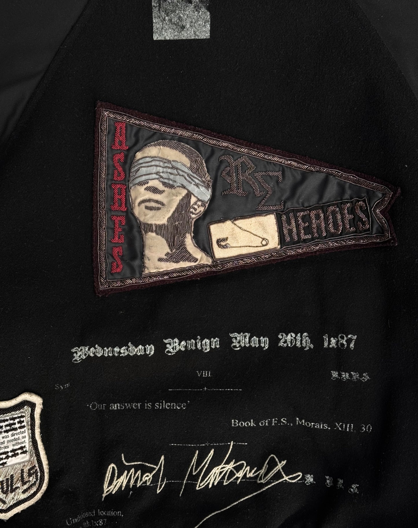 RAF by Raf Simons AW06-07 Peter de Potter’s ‘Ashes & Heroes’ Embroidered Varsity Jacket