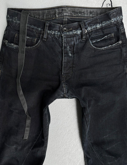 Rick Owens DRKSHDW AW07 “EXPLODER” Distressed Black ‘Detroit Cut’ Skinny Denim