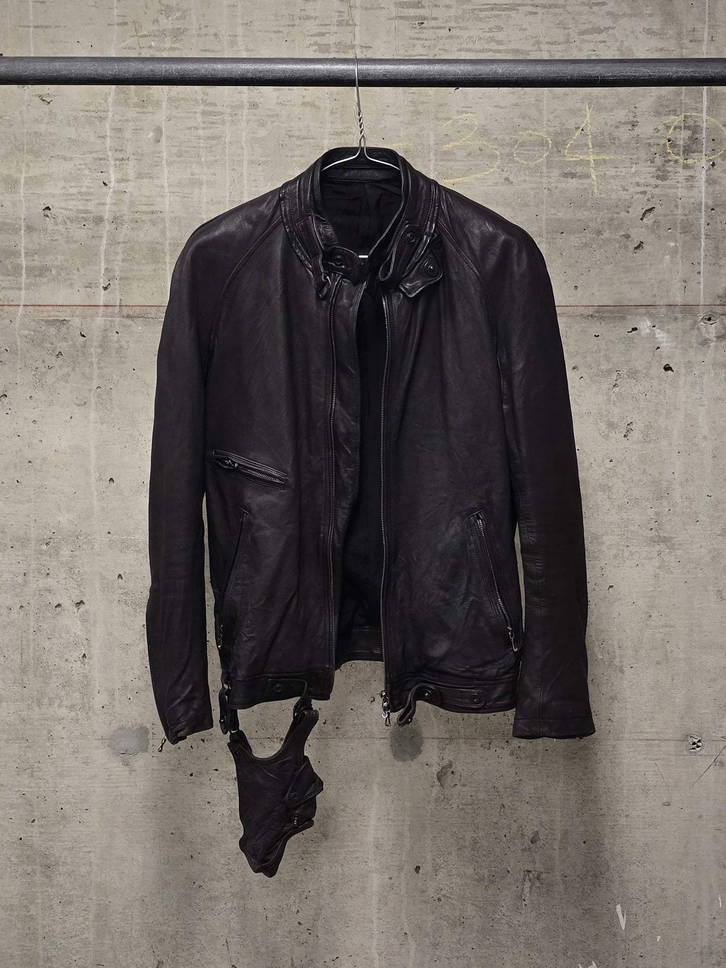 Julius_7 SS10 “neurbanvölker;” Dark Brown Gas-Mask Holster Lambskin Leather Jacket