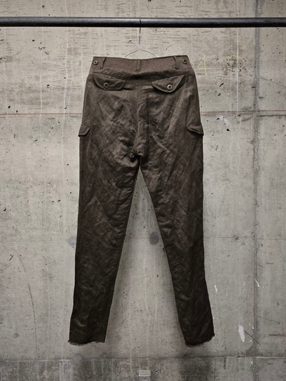 Julius_7 SS07 "UNDERWORLD;" Khaki Undulated Rayon Military Cargo Pants
