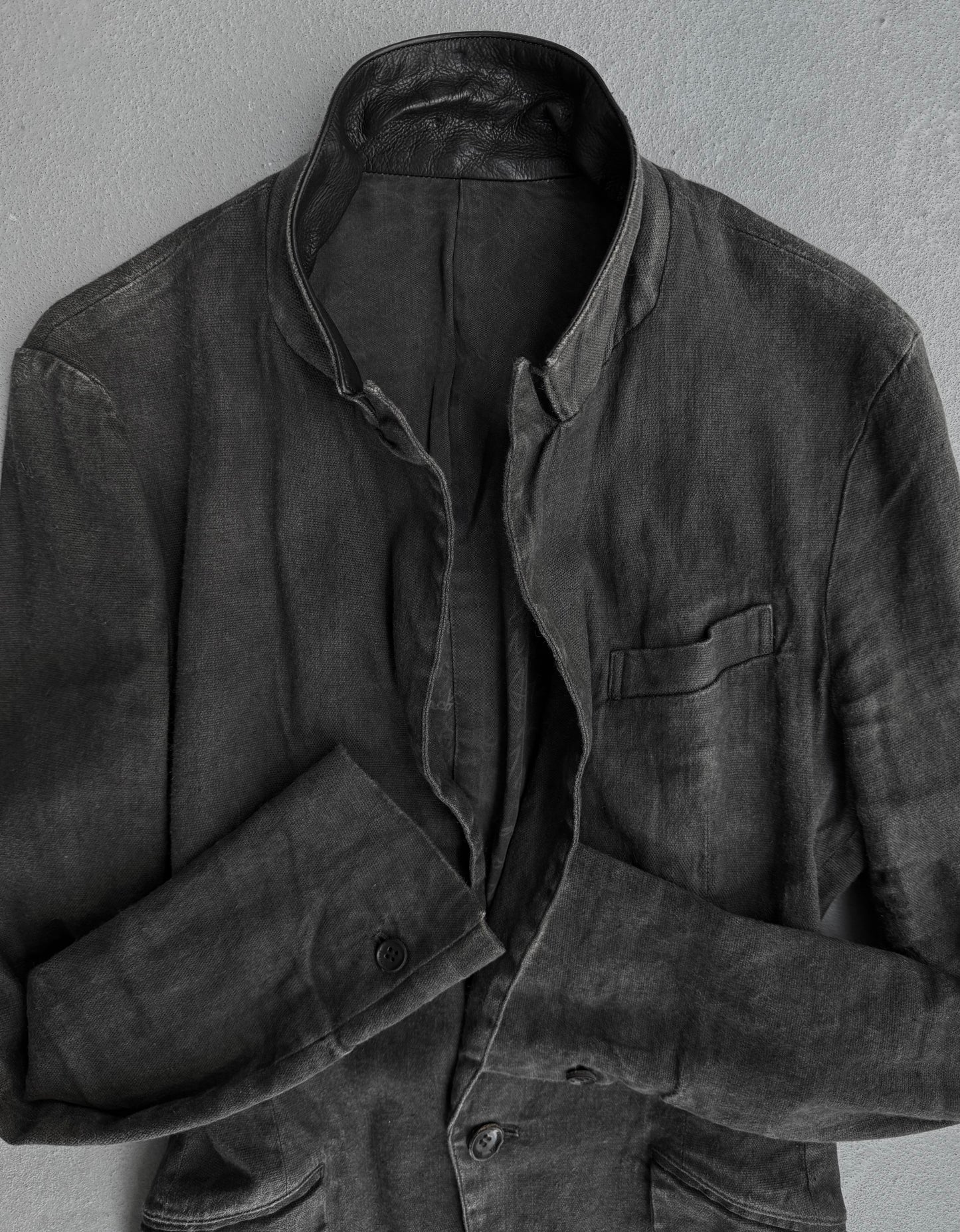 Isamu Katayama “BACKLASH” SS13 Object-dyed Calfskin Trim Linen Blazer