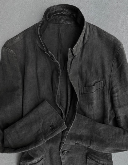 Isamu Katayama “BACKLASH” SS13 Object-dyed Calfskin Trim Linen Blazer