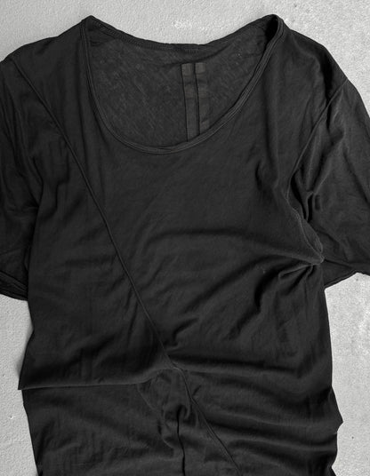 Rick Owens DRKSHDW Early 00s Black ‘Bias Cut’ Asymmetrical T-shirt