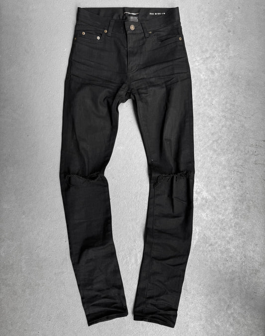 Saint Laurent Paris AW15 'D02' Distressed Black Skinny Denim