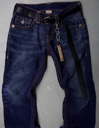 True Religion Early 00s Faded Blue Corduroy Bootcut Pants