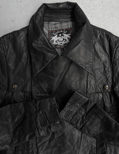 Tornado Mart Early 00s Double-breasted Sheepskin Leather Jacket