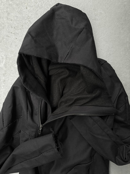 LEON EMANUEL BLANCK Distortion Curved Overlock Wool Lined Hooded Coat detail | DRIEW GARMENTS