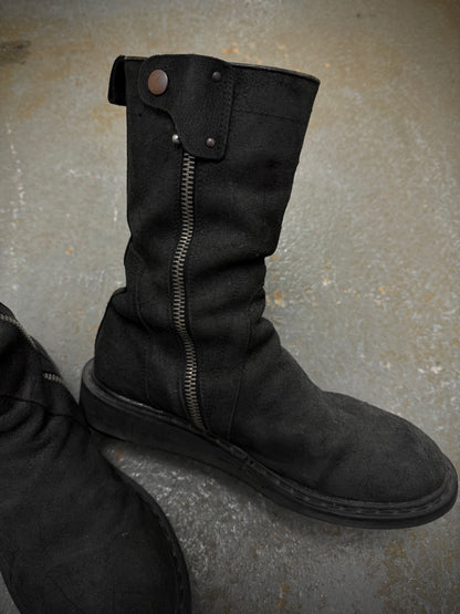 Rick Owens AW09 "CRUST" Side Zip Reverse Cow Leather Creeper Boots detail | DRIEW GARMENTS