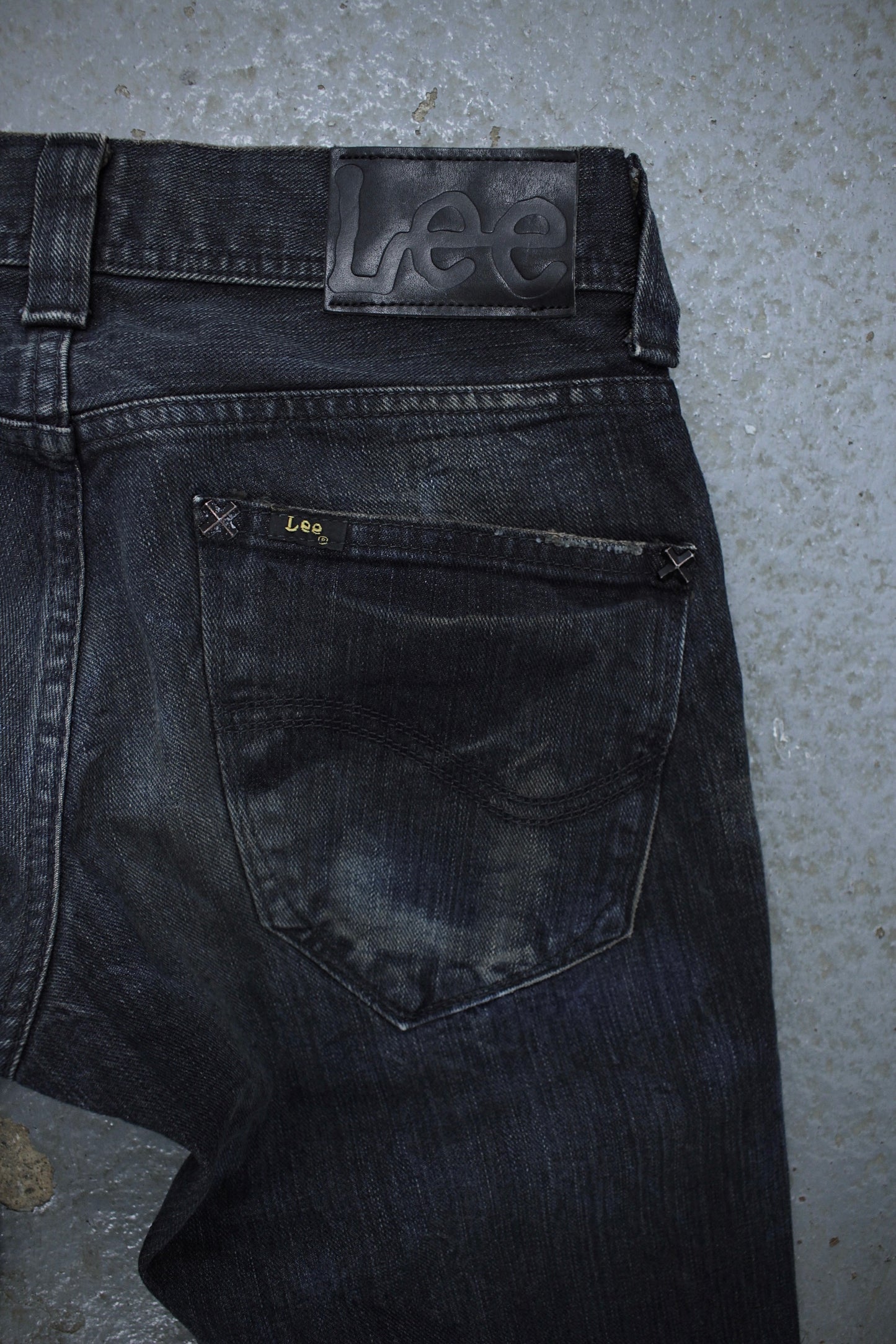 Midas x LEE Early 00s Mud Washed Blue Studded Bootcut Denim detail | DRIEW GARMENTS